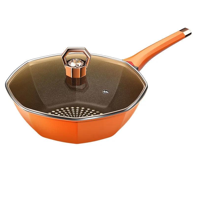 Achteckiger Topf Bratpfanne Antihaft-Topf Haushaltsbratpfanne Bratpfanne Induktionsherd Gasherd Universal 30CM