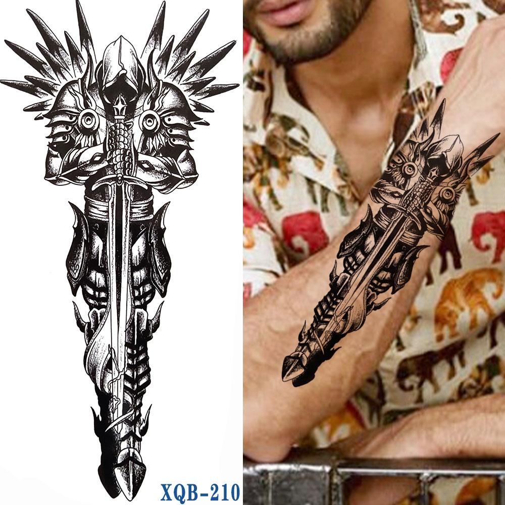 1 STÜCK 210*114 Mm Schwarzwald Tattoo Aufkleber für Männer Frauen Kinder Tiger Wolf Tod Schädel Temporäre Tattoo Gefälschte Henna Skelett König Tier Tatoo XQB-210
