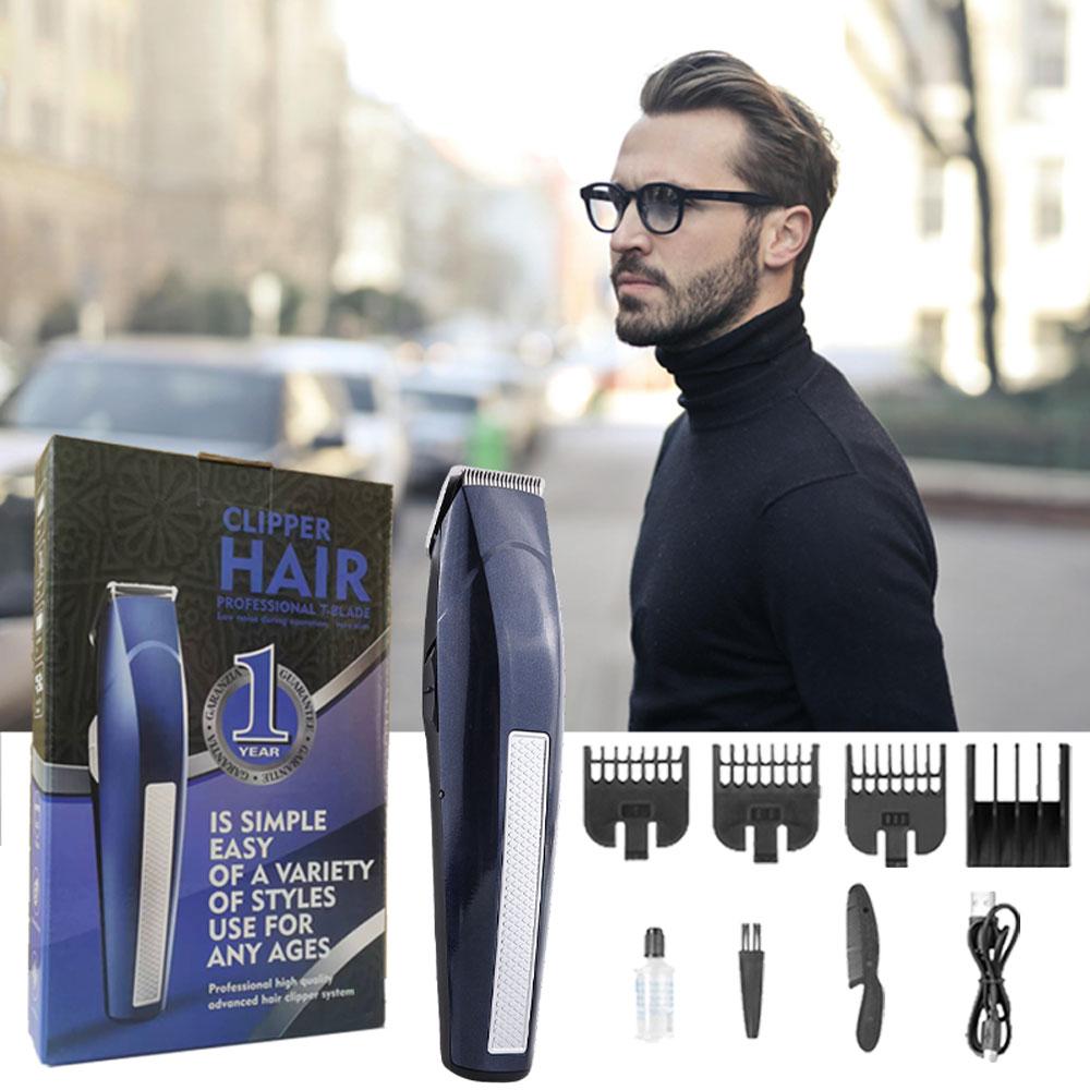 Mini-Multifunktions-Elektrorasierer, wiederaufladbar über USB, eine Maschine, Mehrzweck-Rasierapparat, Bartreparatur, Koteletten, Friseurkamm und Vier-Grenz-Kamm saphirblau