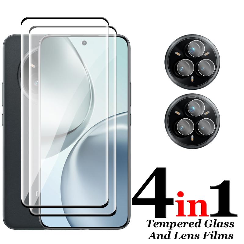 4 Stück [2+2 Pack] HD Klar Für Realme 14 Pro+ Realme 14 Pro 5G Glas Gebogene Kante Displayschutzfolie Gehärtetes Glas Für Realme 14 Pro Plus Objektivfolie Realme 14 Pro+ schwarz