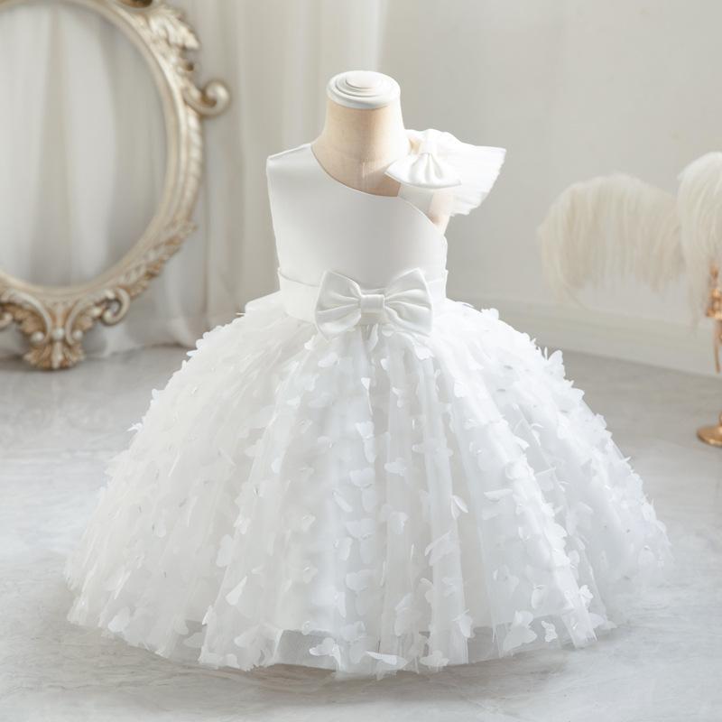 Mode Party Mädchen Prinzessin Kleid Mesh Kinder Kleid Neue Mittlere Kinder Ponton Kleid Geburtstag Jahr Alt Kleid Kleid 100cm weiß