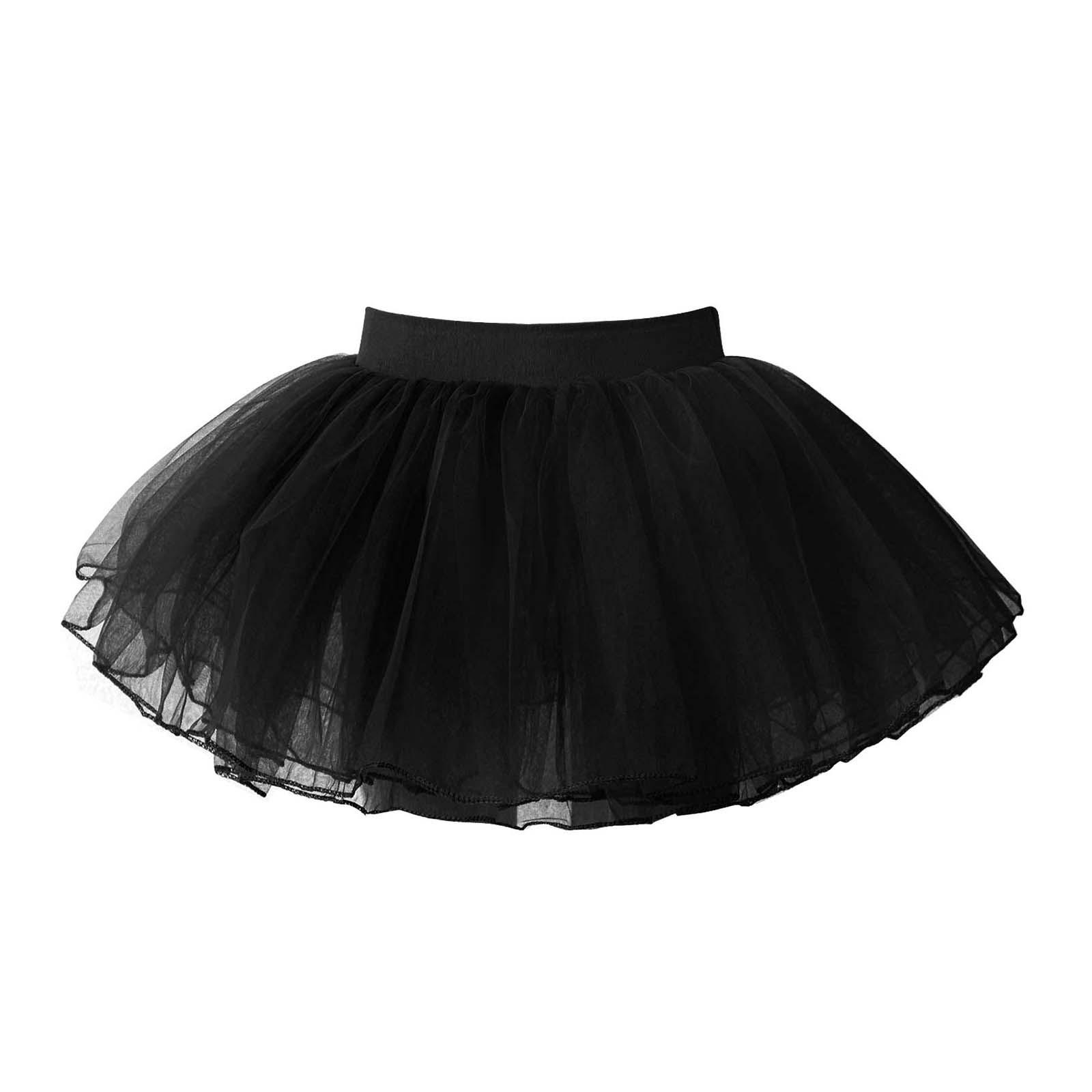 Kinder Mädchen Puffy Netz Krinoline Slip Petticoat Unterrock Hochzeit Blumenmädchen Tutu Kleid 6-11 Years schwarz