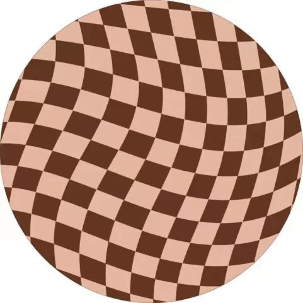 Runder Schachbrett-Teppich Kommode Verdickter Teppich Haus Wohnzimmer Schlafzimmer Nachttisch Große Flächenteppiche Flauschiger Weicher Rutschfester Teppich Diameter120CM