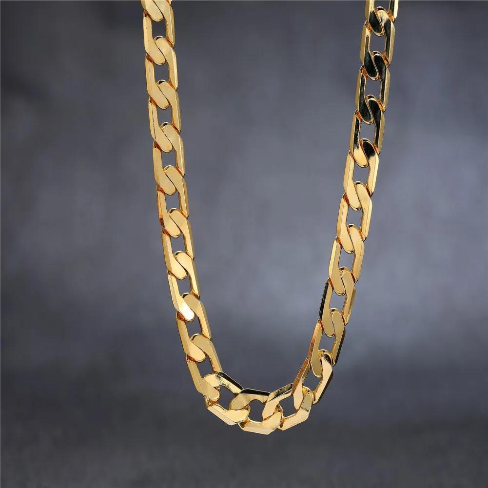 40-75cm 925 Sterlingsilber 18 Karat Gold 8MM Halsketten Klassische Seitenkette für Herren Damen Feiner Schmuck Hochzeitsfeier 65cm gold