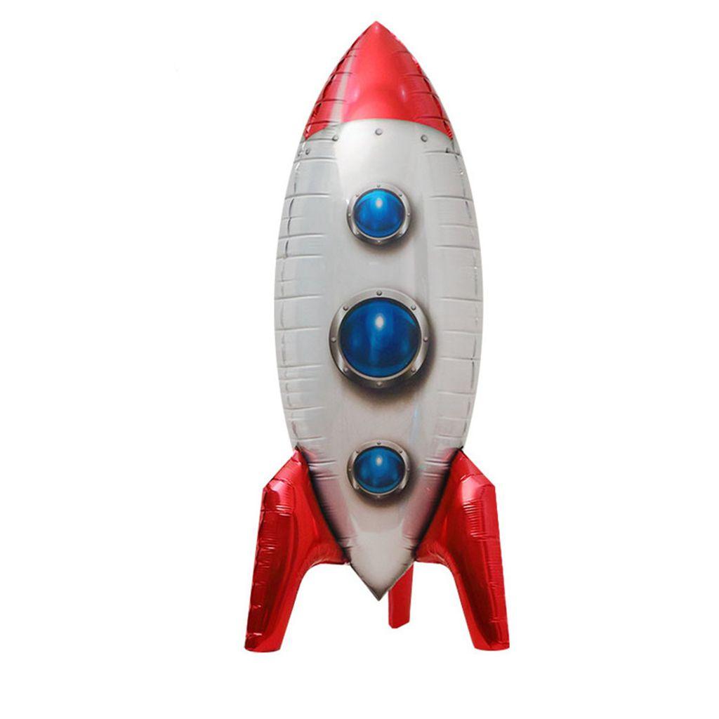 Großer 3D-Geburtstags-Weltraum-Thema-Aluminiumfolie-Astronautenballon, Kinderspielzeug, Party-Dekoration, Raketenballons 1 rot