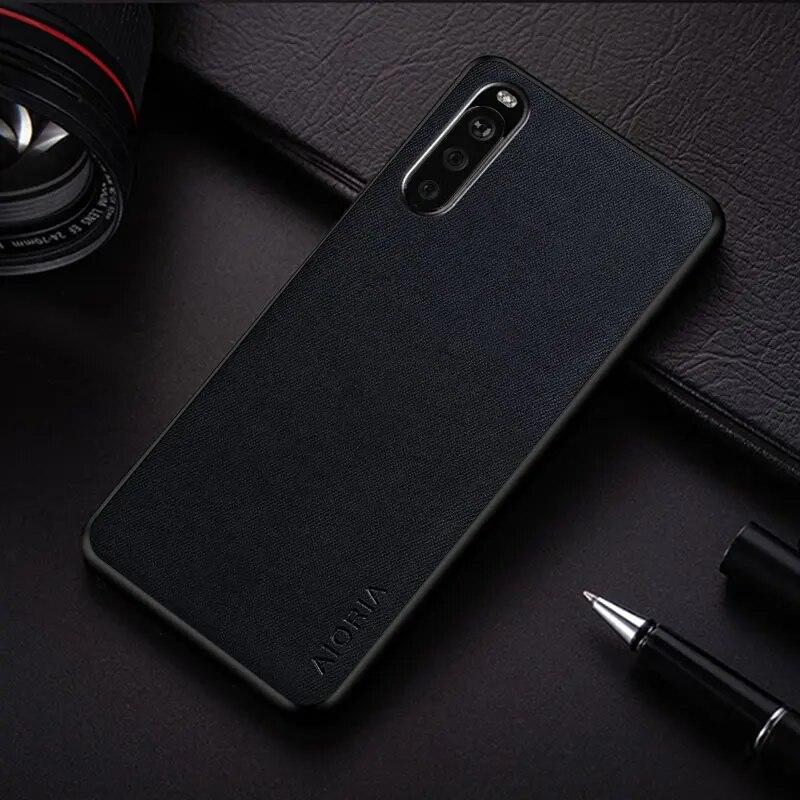 Hülle für Sony Xperia 10 III 5 III 1 III XZ4 ACE 2 Einfaches Design Textilleder-Telefonabdeckung für Sony Xperia 10 III 5 III Hülle Xperia 10 III schwarz