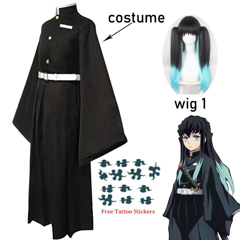 Tokitou Muichirou Cosplay Kostüm Anime Demon Slayer: Kimetsu No Yaiba Kisatsutai Cosplay Uniform Perücke Halloween Kleidung XL