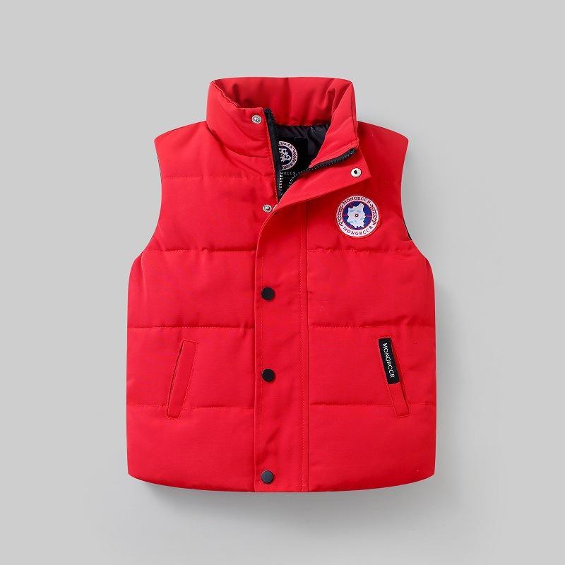 Big Goose Daunenweste für Jungen und Mädchen, weiße Entendaunenweste, Baby-Studentenweste 120cm rot