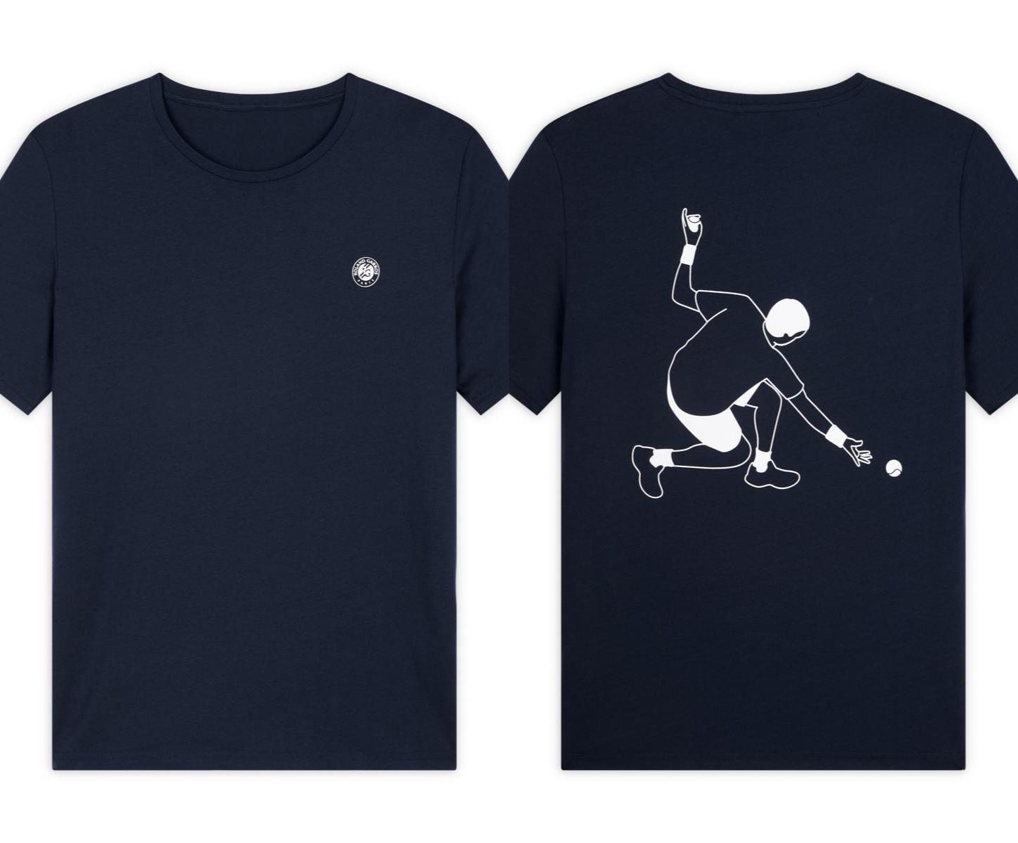 Sommer Herren Sport T-Shirts Roland Garros Balljunge Herren T-Shirt Marineblau Roland Garros Top Lässig Atmungsaktive Baumwolle Herren T-shirt L