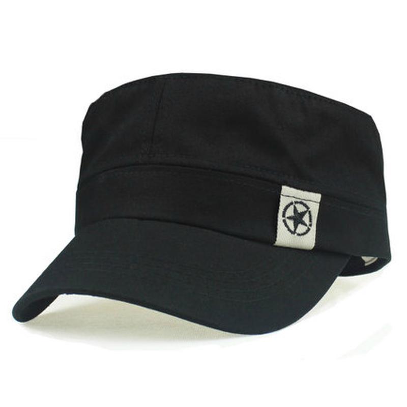 Frauen Männer Flache Dach Militär Hut Kadett Patrol Bush Hut Baseball Feld Kappe Snapback Casual Caps schwarz