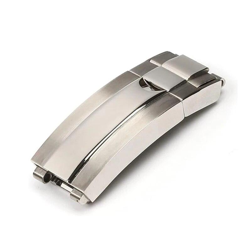 9mm Edelstahl Faltschließe Glide Lock Fit für Rolex für Submariner für Oysterflex für Daytona für GMT Uhrenarmband Strap D Silver 9mm with logo