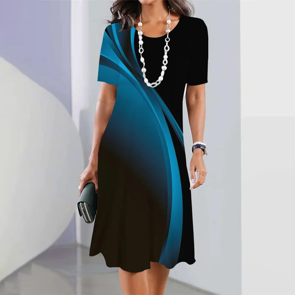 Sommerkleider für Damen im Retro-Stil, A-Linien-Röcke, 3D-Farbblockkleid, Partykleid, elegantes Kleid mit kurzen Ärmeln, übergroßer Pullover 3XL