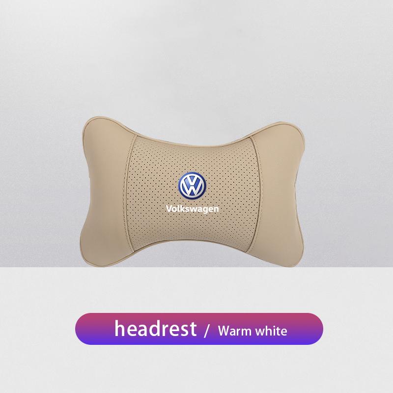 Für VOLKSWAGEN VW 1 Stück Autositz Kopfstütze Auto Logo Nackenkissen Für Volkswagen Polo Golf Tiguan Passat Touareg Magotan ID.3 Toura