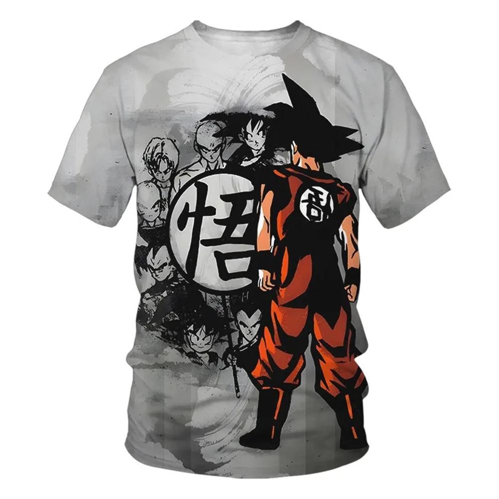 Kinderkleidung Anime Dragon Ball Junge Mädchen T-Shirt T-Shirt Goku 3D-Druck Kurzarm Harajuku Männer Tops Tees Jungen Mädchen Kleidung 150 black
