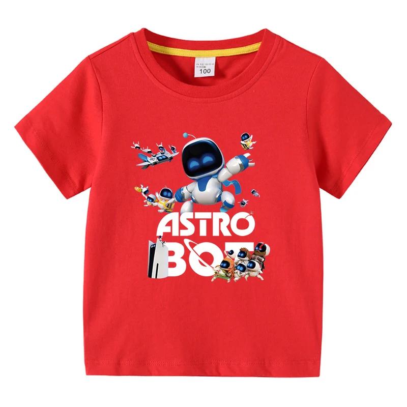 Die Sommer Astro Bot T-Shirts für Kinder Niedliche Cartoon T-Shirts Jungen Casuals Kurze Ärmel Mode Kinderbekleidung Kurzarm 130