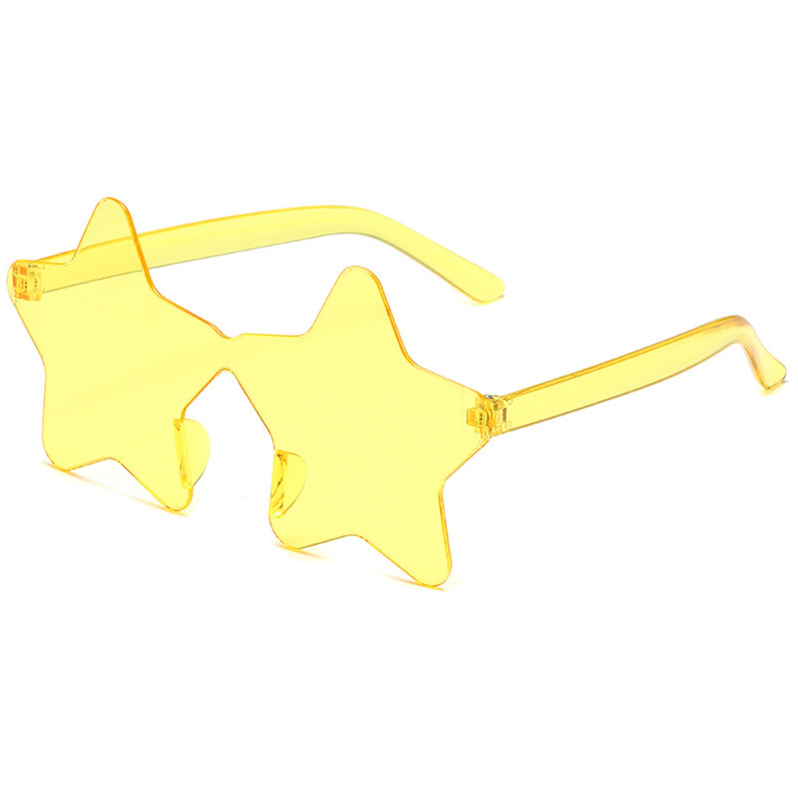 Pentagramm-Sonnenbrille, Sternform, randlose Sonnenbrille, Sternbrille, Stern-Sonnenbrille, kleines Gesicht, Fotobrille, Strand-Sonnenbrille helle gelbe