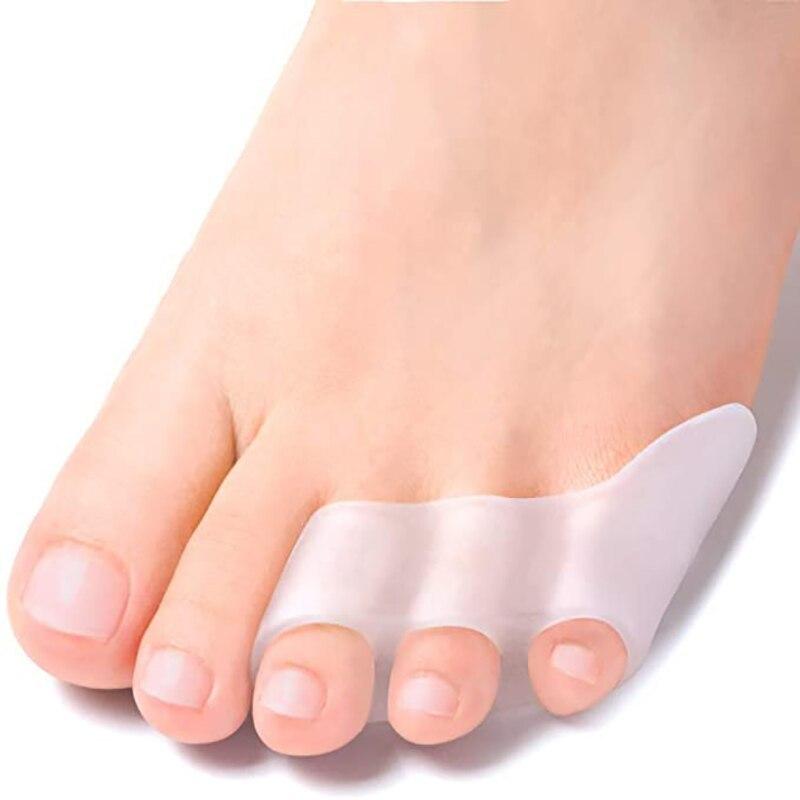 Transparenter Silikon-Gel-Glätteisen, Schmerzlinderung, Zehenschutz, Drei-Loch-Bunion-Fußpflegewerkzeuge für kleine Zehen 2pcs weiß