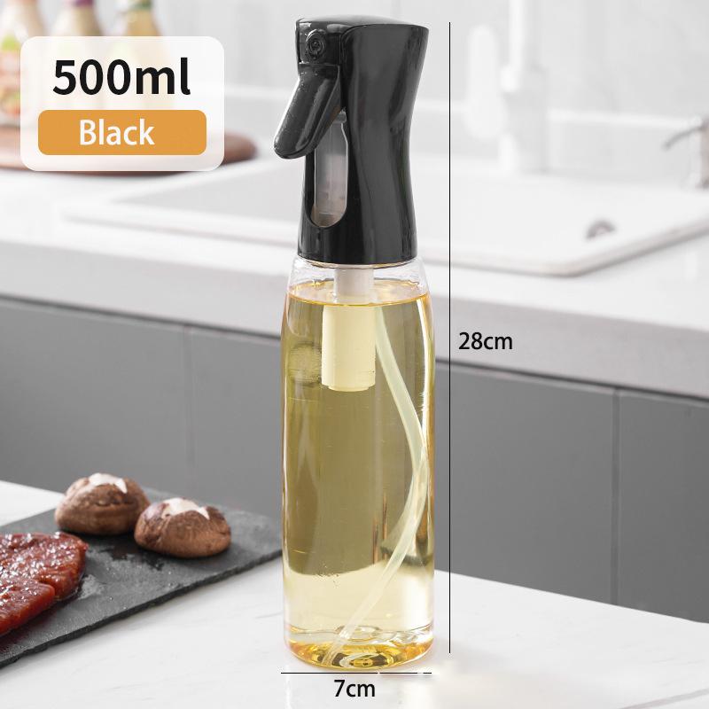 200/300/500ml Ölsprühflasche Küche Backen Olivenölspender Camping BBQ Backen Salat Essig Sojasauce Sprüher Behälter 500ml schwarz