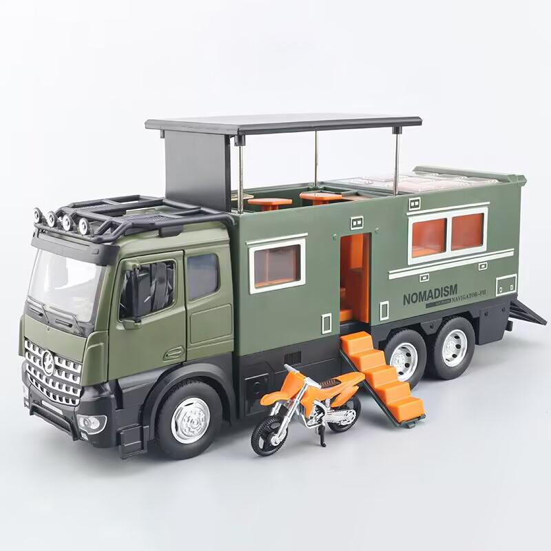 1:18 Benz Arocs Nomadism Navigator F Wohnmobil Legierung Druckguss Modellauto Zuhause Trendige Ornamente & Computer-Schreibtisch-Dekoration Geburtstagsspielzeug grün