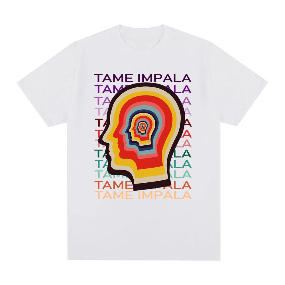 Tame Impala Trend T-Shirt Neu Hochwertiges Album T-Shirt Ärmel 100% Baumwolle Gothic T-Shirt Rundhals Sommer T-Shirt Tops S weiß