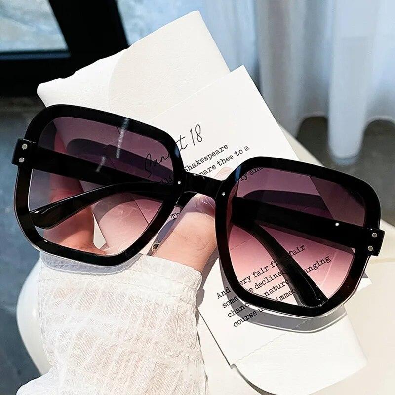 Mode Vintage großen quadratischen Rahmen Sonnenbrille Sommer Farbverlauf Retro UV400 Sonnenschutz Brille moderne Outdoor-Reise-Sonnenbrille