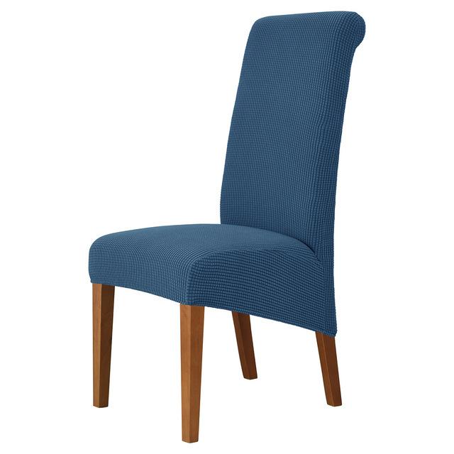Stuhlhusse mit hoher Rückenlehne und universeller hoher Elastizität, Jacquard, Größe M, XL, Stuhlhussen für Esszimmer, Küche, Büro, Zuhause, Maisflanell M Size (45-58cm) königsblau