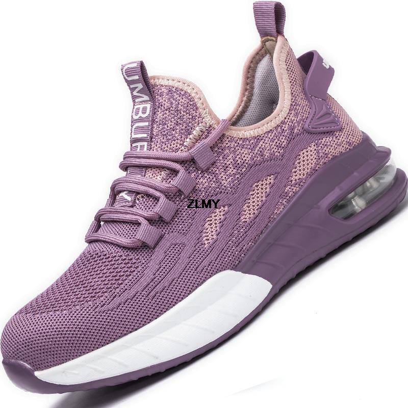 Mode Frauen Sicherheitsschuhe Neue Stahlkappe Turnschuhe Frau Atmungsaktive Arbeit Sicherheitsstiefel Weibliche Pannensichere Arbeitsschuhe Leichte Industrie 35