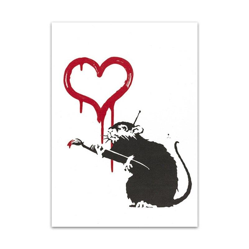 Banksy Graffiti Kunst Leinwand Malerei Rot Ballon Mädchen Malerei Schwarz Weiß Wand Kunst Poster Nordic Wohnzimmer Wohnkultur 60X80cm Unframed