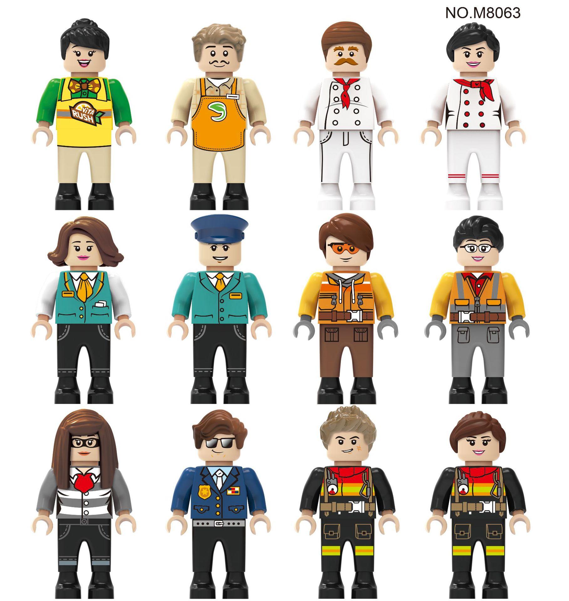 12 stücke M8063 gemeinschaft bewohner puppe stadt cartoon professionelle bausteine montiert kleine partikel puppe geschenke