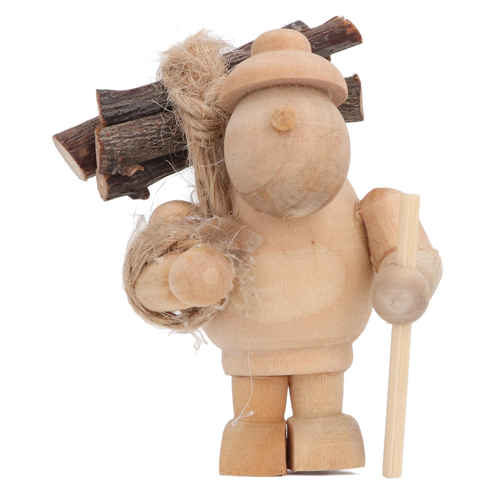 Puppenhaus Ornament Miniaturfigur Außengarten Feld Szene Pastoral Holzfäller trägt Brennholz