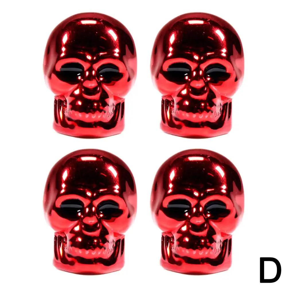 4 stücke Schädel Ventil Stem Caps Lustige Air Kappen Abdeckung Auto Reifen Luft Ventil Stem Caps Staub Abdeckung Für Fahrrad auto Fahrzeuge Styling Whee J4U6 rot