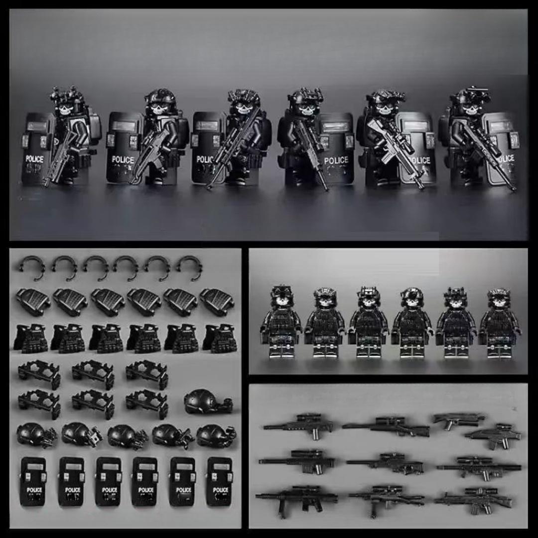Militärische Spezialeinheiten Minifiguren Bausteine SWAT Ghost Commando Polizeisoldaten Armee Actionfigur Waffen Ziegel Kinderspielzeug Geburtstagsgeschenke No Box gray