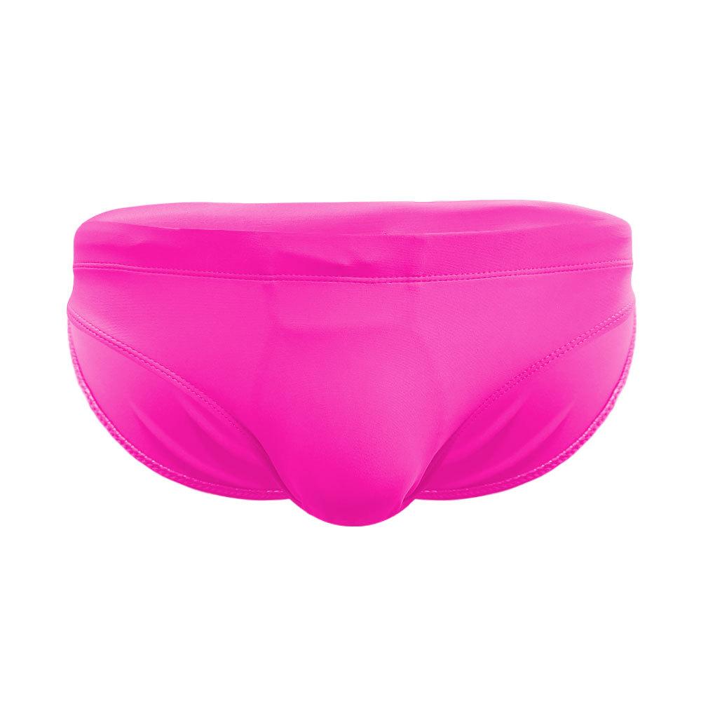 Einfarbige Badehose für Herren, eng anliegende Dreieck-Badehose, einfache, sexy Badehose, Dreieck-Slip für den Strand L fluoreszierende rosa