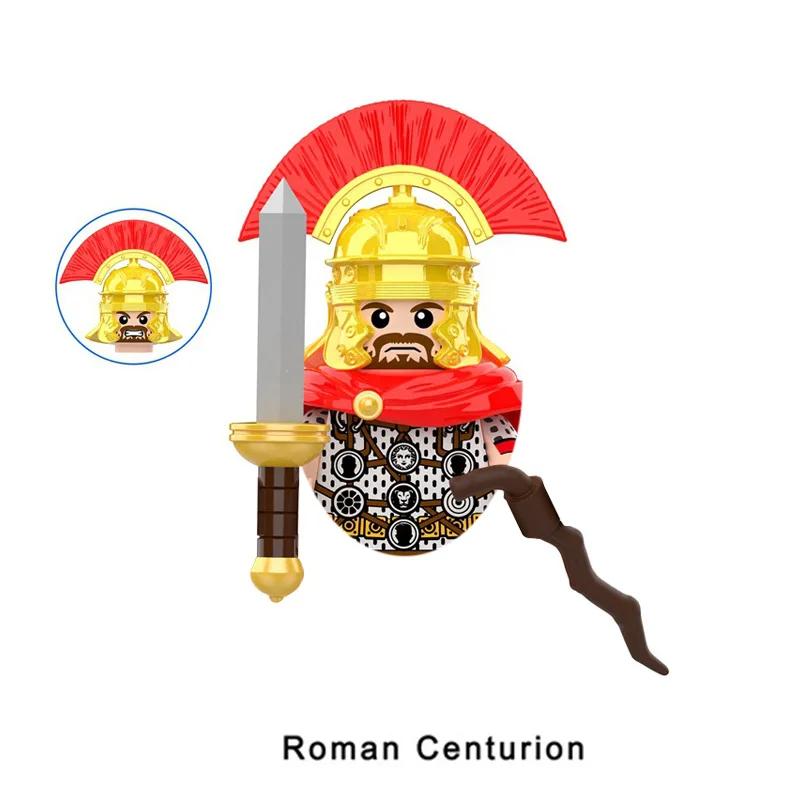 Kinderspielzeug Mittelalterliche Militärfiguren Modell Bewaffnete Infanterie Römische Centurion Trompeter Montagemodell Bausteine Jungen Geschenke