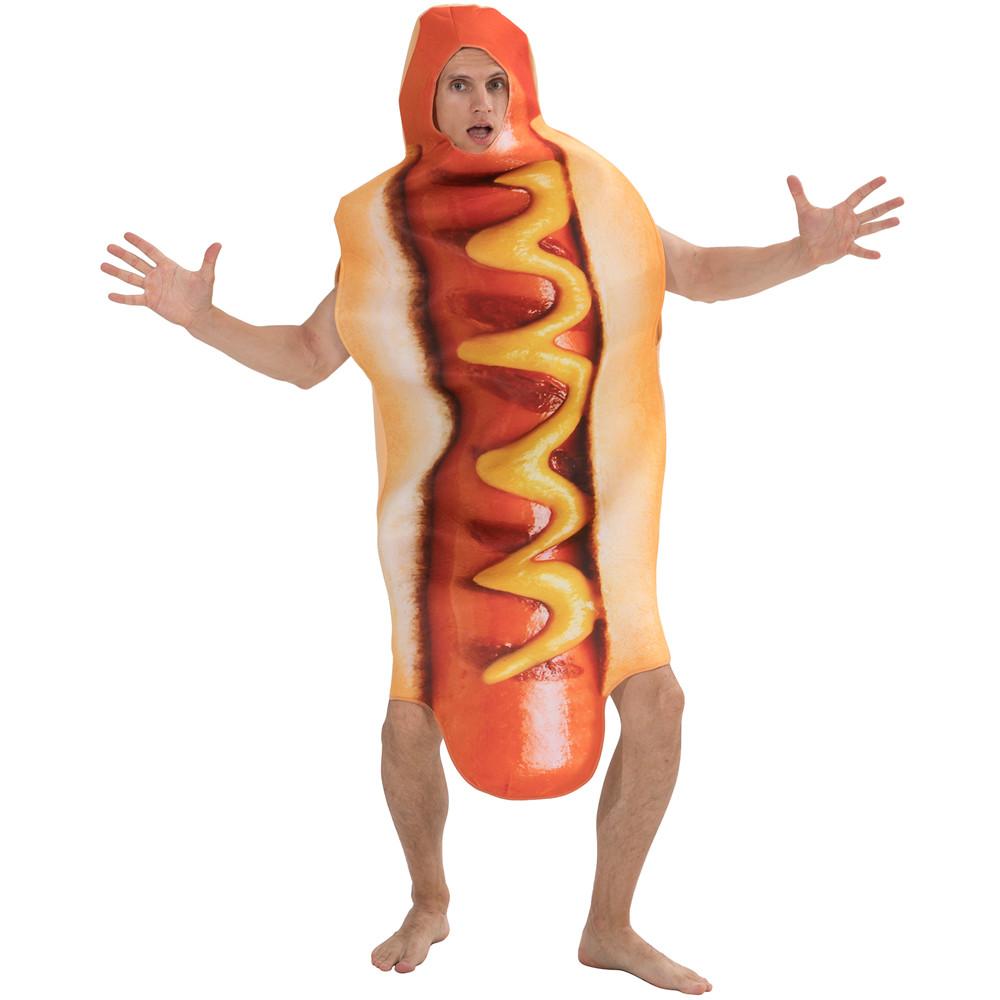 Erwachsene Lustige 3D-Druck Essen Wurst Hot Dog Kostüme Halloween Männer Frauen Familie Einteiler Karneval Essen Outfits Adult orange