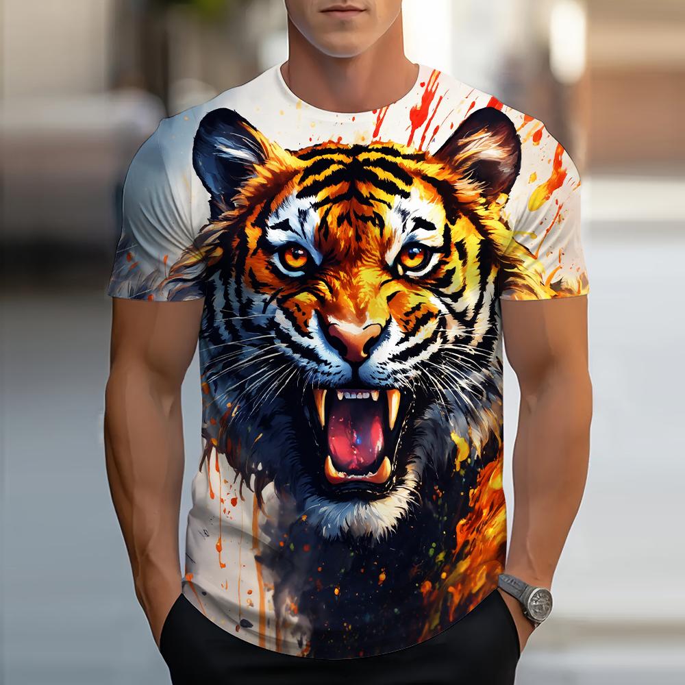 Löwe Tiermuster 3D-Druck T-Shirts Herren Streetwear Hip Hop Kurzarm T-Shirt Übergroße T-Shirts Harajuku Y2k Oberteile Kinderbekleidung 5XL black