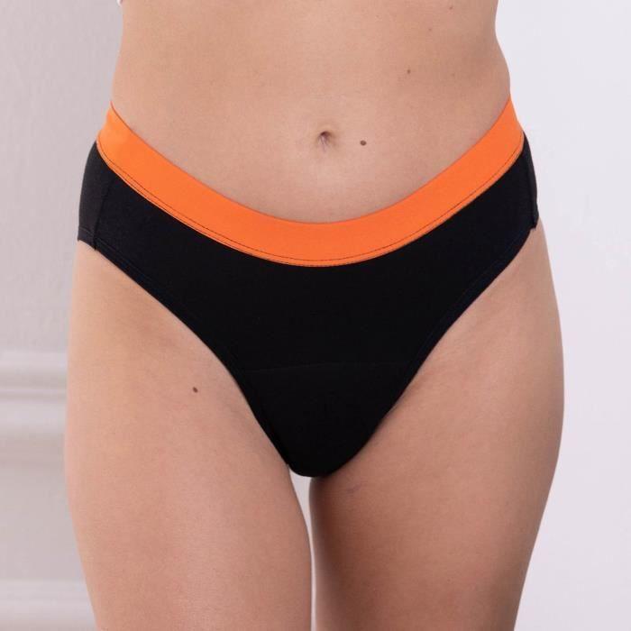 Weekiss Brazilian culotte menstruelle, culotte de regle flux abondant, coton, XXL (44), 7 slips 20% de réduction, noir