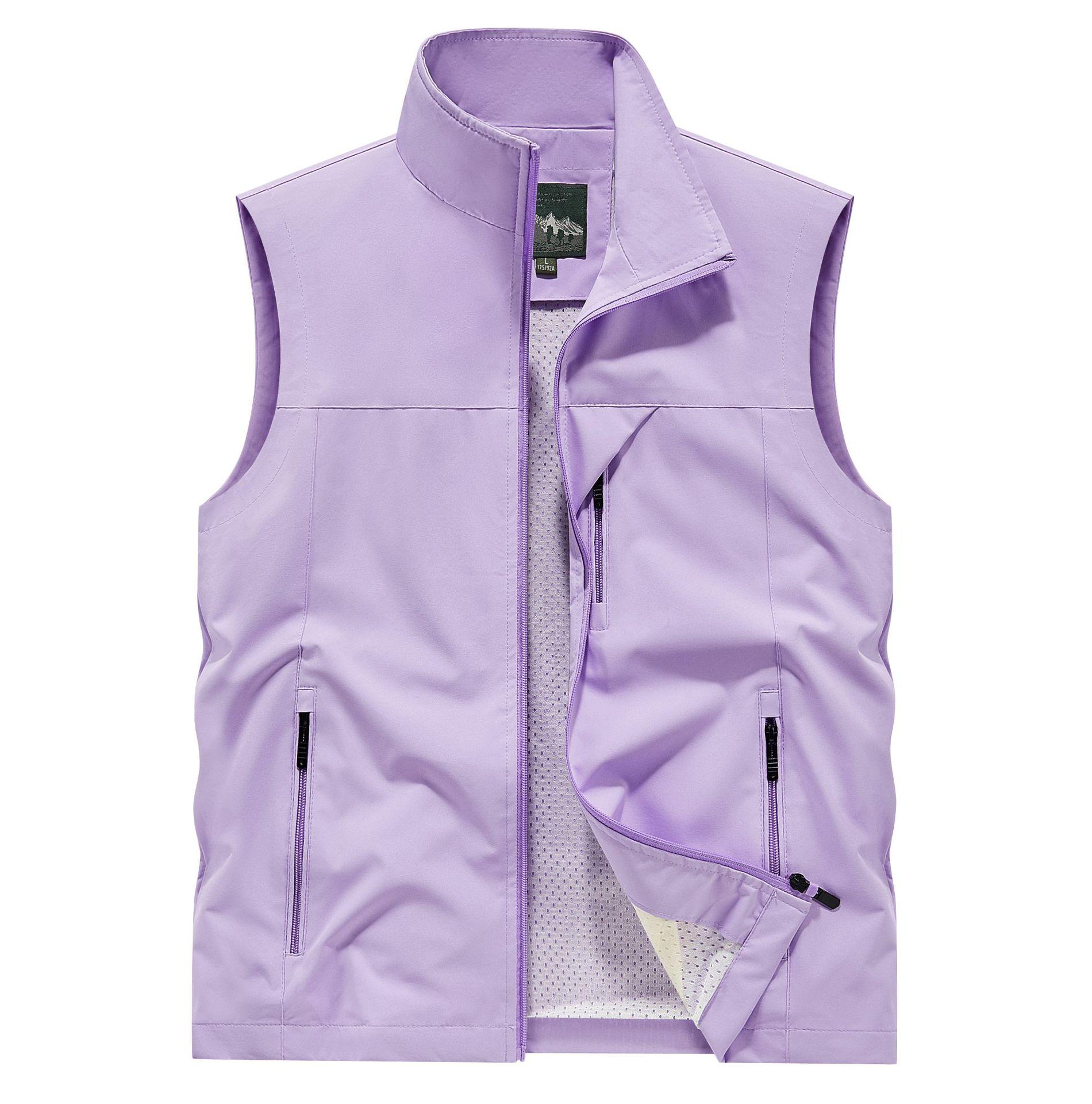 Herren-Sommerweste für Outdoor-Fotografie und Angeln – atmungsaktive Arbeitskleidung mit mehreren Taschen für Männer mittleren Alters und junge Männer 4XL licht lila