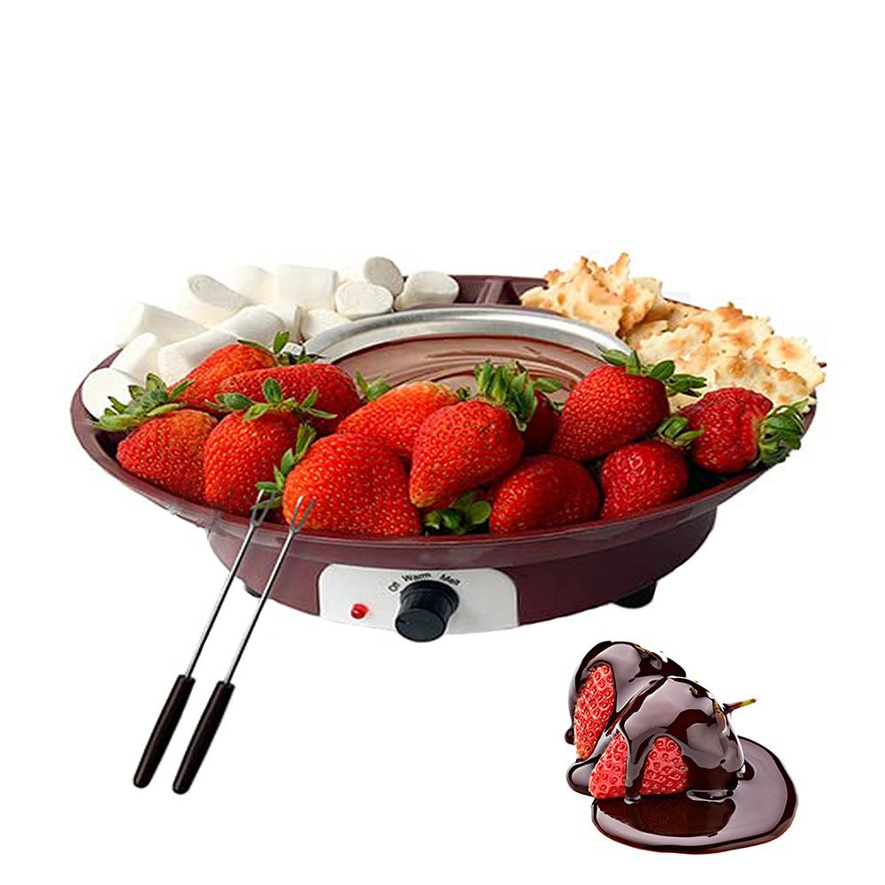 Elektrisches Fondue-Maker-Set mit 2 Gabeln/abnehmbares Serviertablett & Schmelz-/Warmhalteeinstellung/ideal für US Plug braun
