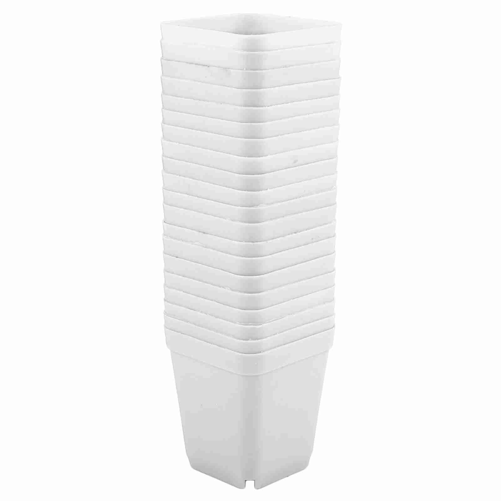 20 Stück Mini Moderne Sukkulenten Pflanzgefäße Kleine Plastikbehälter, Geschrubbte quadratische Töpfe(Weiß) White