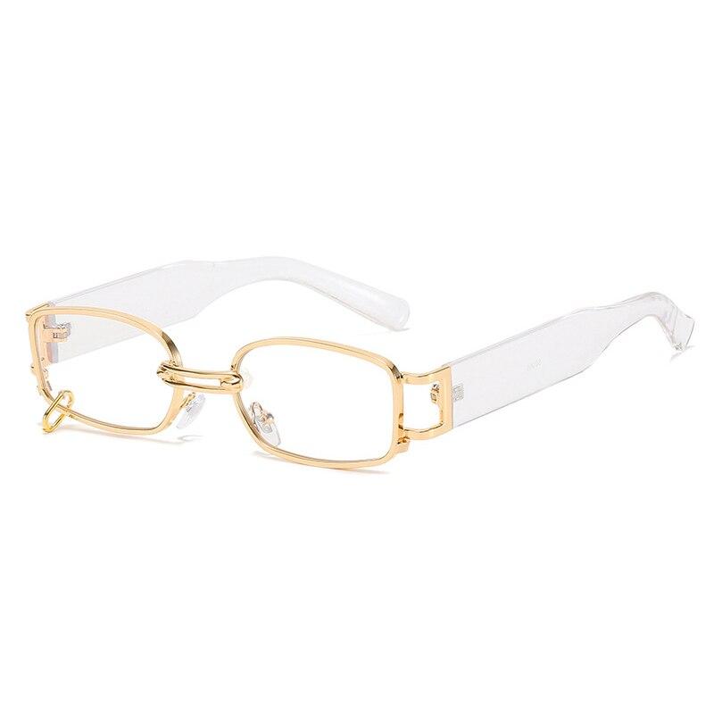 SHAUNA Retro Rechteck Sonnenbrille Frauen Mode Marke Designer Punk Metall Ring Brillen Shades UV400 Männer Quadratische Sonnenbrille