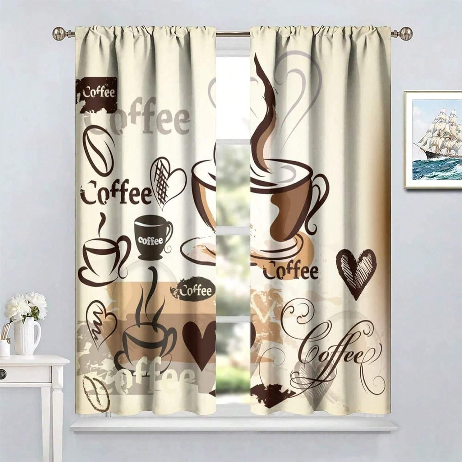 2 stücke Kurze Gabel Löffel Messer Genießen Cafe Vorhänge Bauernhaus Schlafzimmer Wohnzimmer Fenster Vorhang Für Küche Kleine Fenster Wohnkultur W60H60(CM)x2pcs&HOOK
