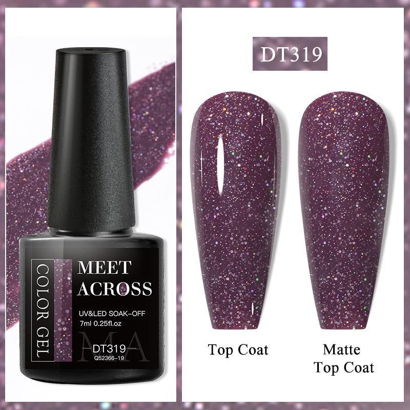 MEET ACROSS Glitzer-Gel-Nagellack, beliebter Nude-Rosa-Rot-Blau-Glitzer-Gel-Lack, buntes Gel für Starter-Maniküre, Nail-Art-Salon DT319