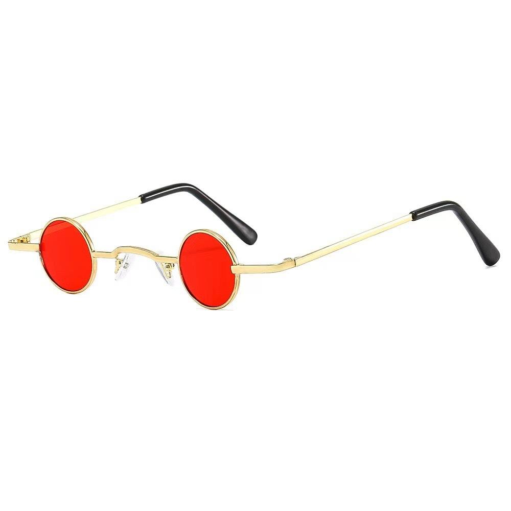 Minibrille, Hip-Hop-Brille, Retro-Prince-Brille mit kleinem runden Rahmen, Requisiten-Sonnenbrille. red