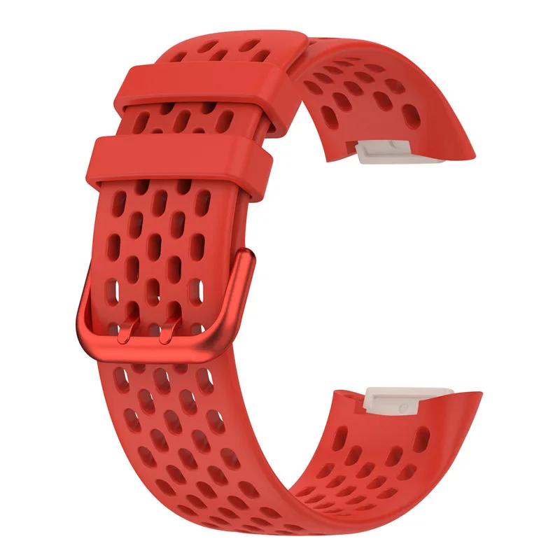 Armband für Fitbit Charge 5/6 Smartwatch-Armband Sportliches atmungsaktives Armband Silikon-Armband für Fit Bit Charge5 Armband Zubehör For Fitbit Charge 5 rot