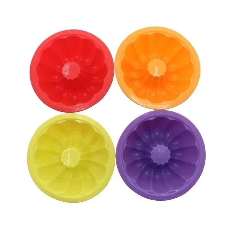 4 STÜCKE Zufällige Farbe Blumenform Sugarcraft Geprägte Kaminform Kuchen Silikonform Pfanne Backzubehör Werkzeuge 4pcs Random color