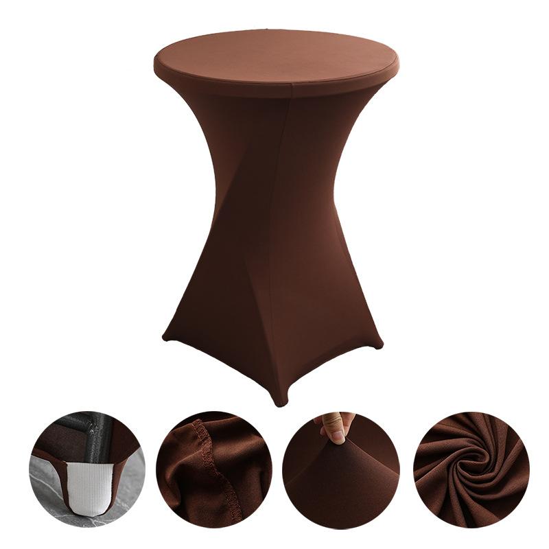 Höhe Stretch Runde Tischdecke Cocktailtischhülle Spandex Tischdecke Bar Hotel Party Hochzeit Elastische Tischdecke Deko 5PCS-80*110cm kaffeebraun