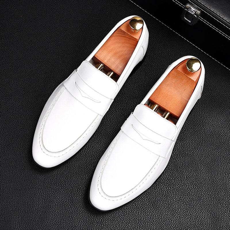 Mode Mode Herren Weißer Penny Loafer Lackleder Oxford Flats Freizeitschuhe Männlich Homecoming Hochzeitskleid Zapatillas Hombre 44