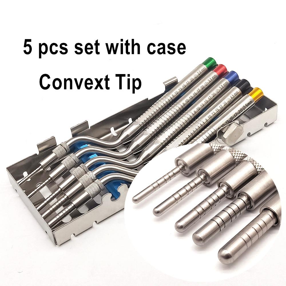 Dental Implantat Osteotom Werkzeug Dental Sinus Lift Hebe Werkzeug Gebogene Spitze Dental Labor Drücker zahnarzt Werkzeuge 5 pcs convex with case