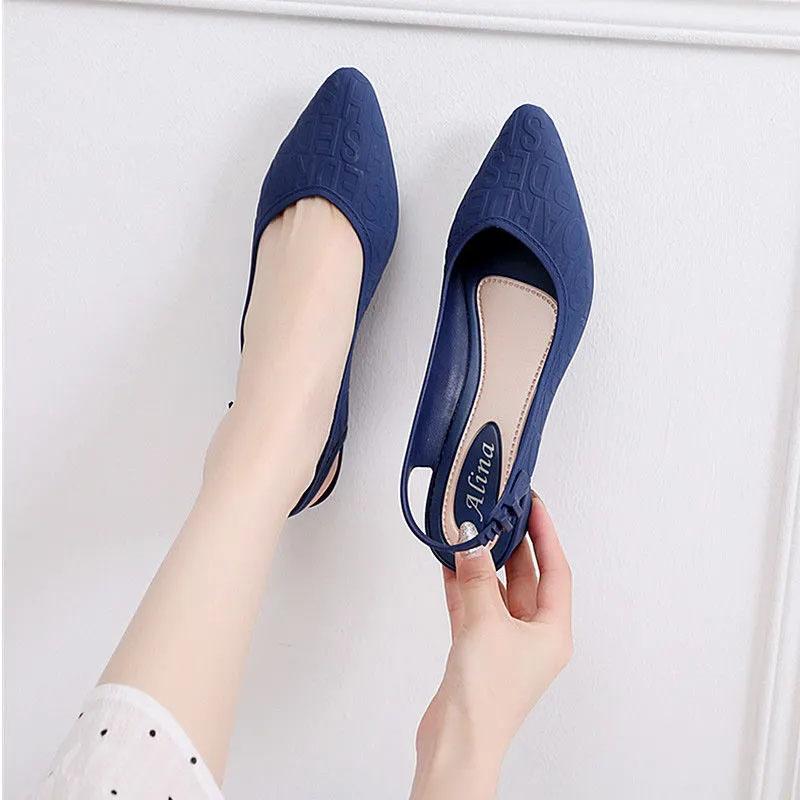 Sandalen Hausschuhe Damen Sommer Flache Sandalen Damen Stil Dicke Schuhe Wasserdicht Einzelne Schuhe Freizeitschuhe 39 blau